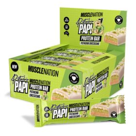 Muscle Nation Cheesecake Pistachio Papi Protein Bar Full of Flavour, Layers, and Inclusions, Soft and Chewy Texture, Convenient Protein Hit – 12 x 50g