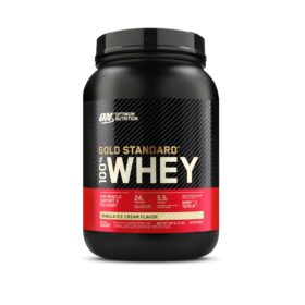 Optimum Nutrition Gold Standard 100% Whey Protein Powder, Vanilla Ice Cream, 907g